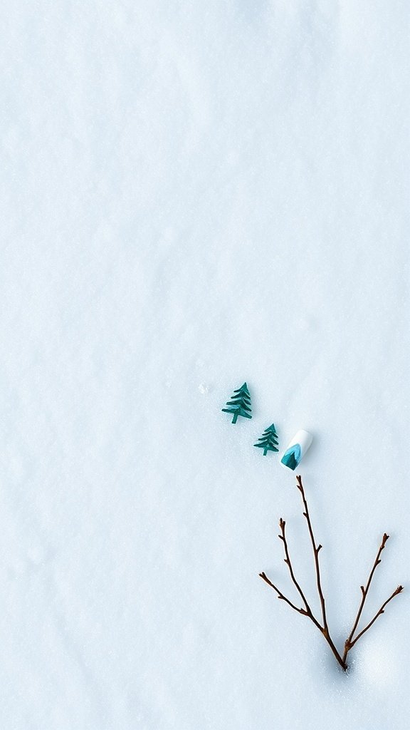 Winter landscape with snow and little trees